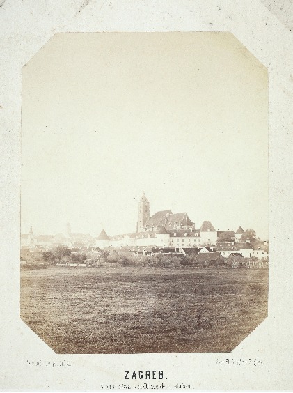 Stolna crkva s nadbiskupskom palačom 1873. godine (Ivan Standl) (MUO)